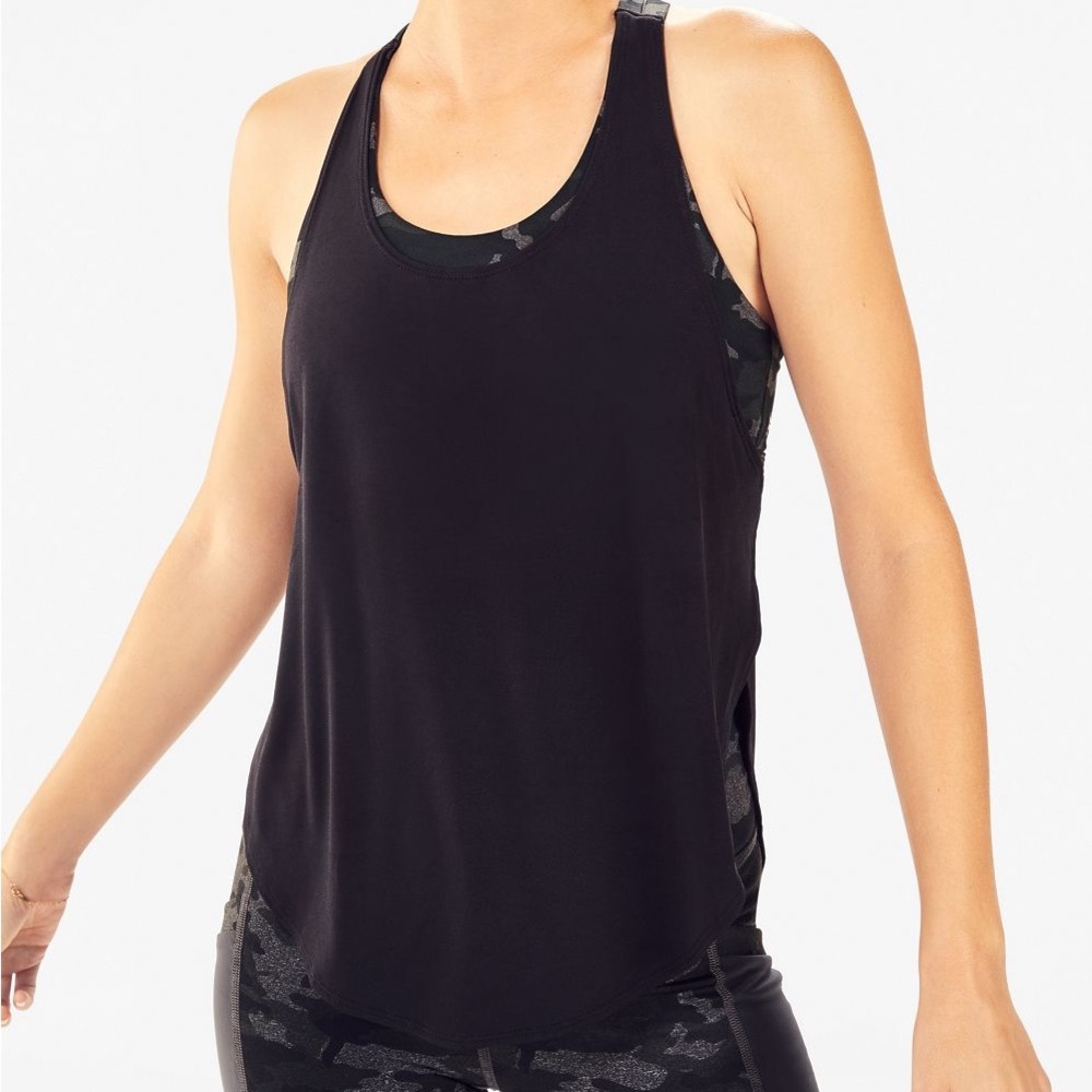 Fabletics Giselle Powertouch Light Built-In Bra Swing Tank Top S black